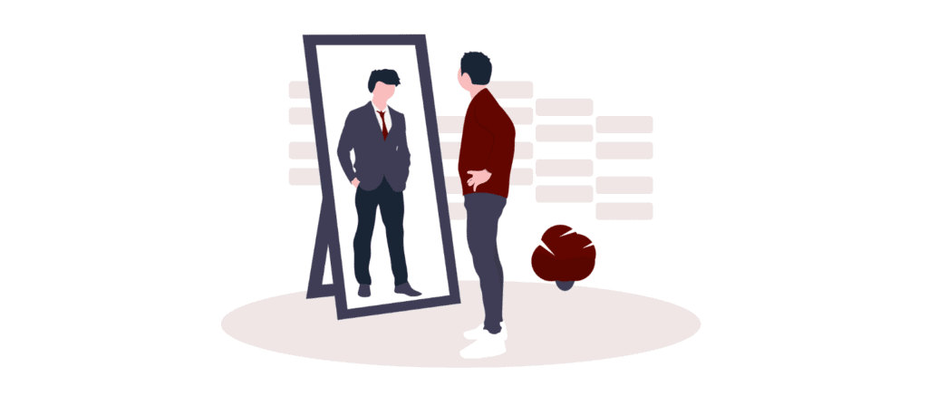 graphique homme devant un miroir