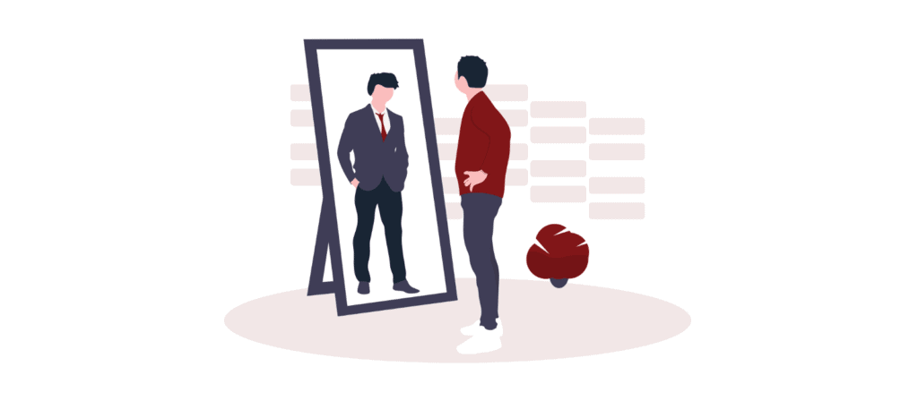 graphique homme se regarde dans le miroir