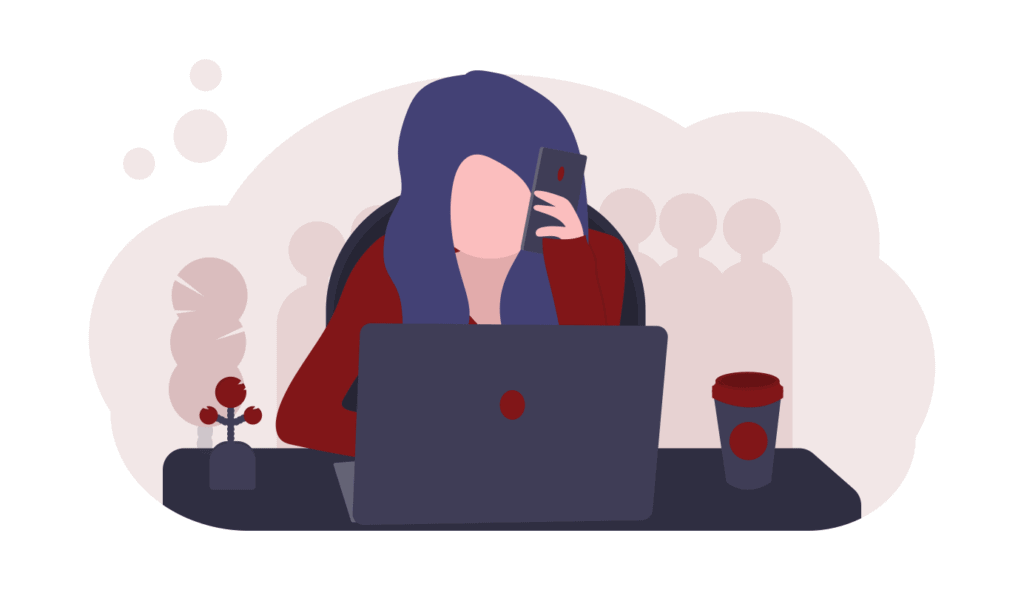 Grafik gestresste Frau am Schreibtisch
